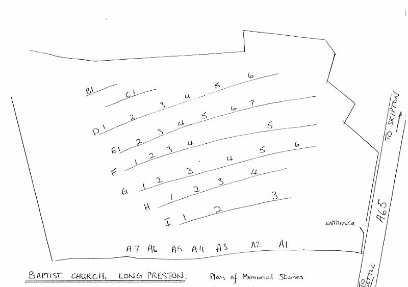 Map of Memorial Stones.jpg - Long Preston Baptist Church - Plan of Monumental Inscriptions